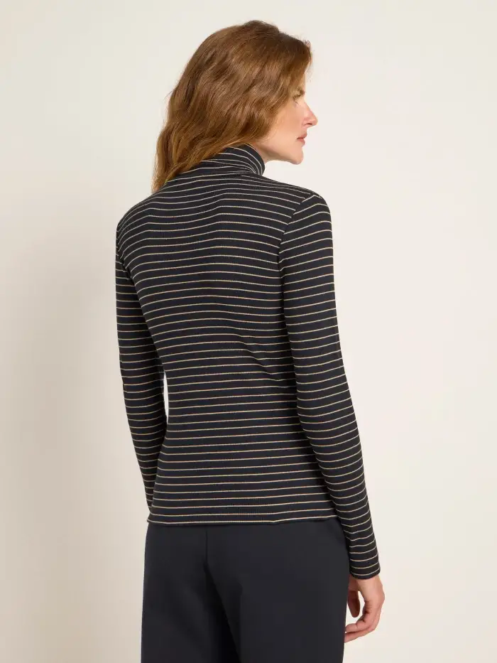 Lanius Streifen-Rollkragenshirt (GOTS) Outlet