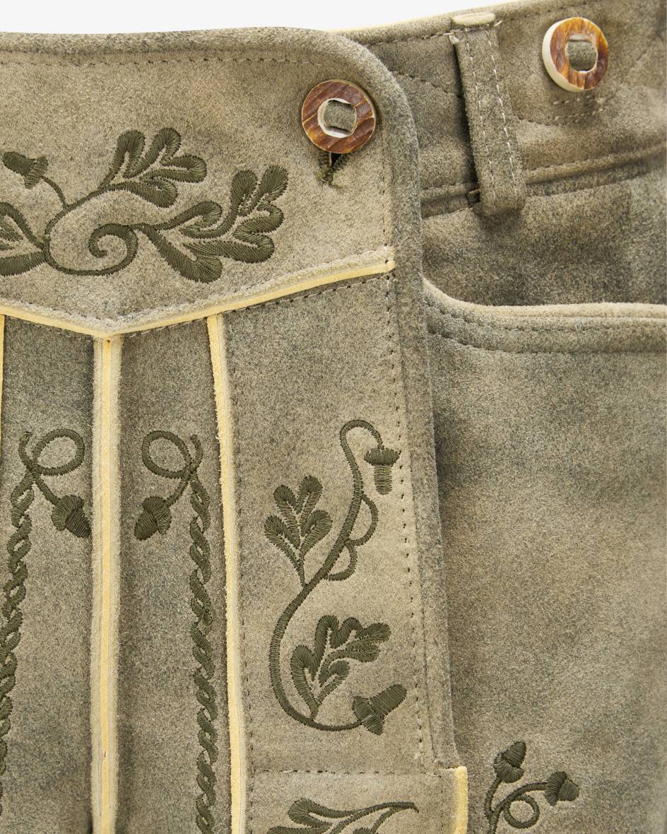 LODENFREY Wiesnlederhose kurz aus Ziegenleder 50% Rabatt mit kostenlosem Versand