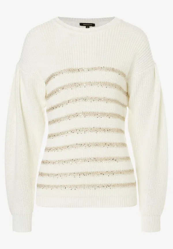 More & More Pullover mit Paillettenstreifen, ecru, Herbst-Kollektion 50% Rabatt mit kostenlosem Versand