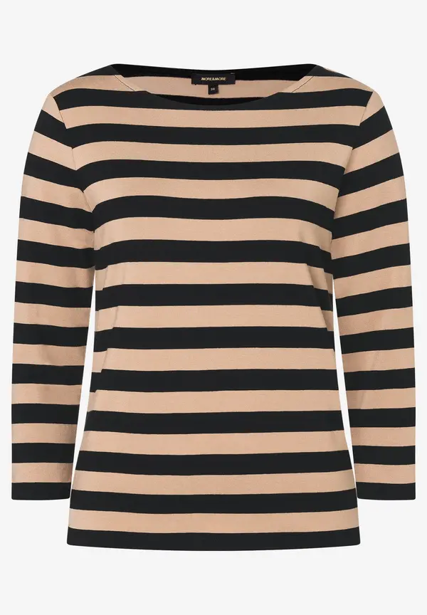 More & More Streifenshirt, schwarz/beige Hotsell