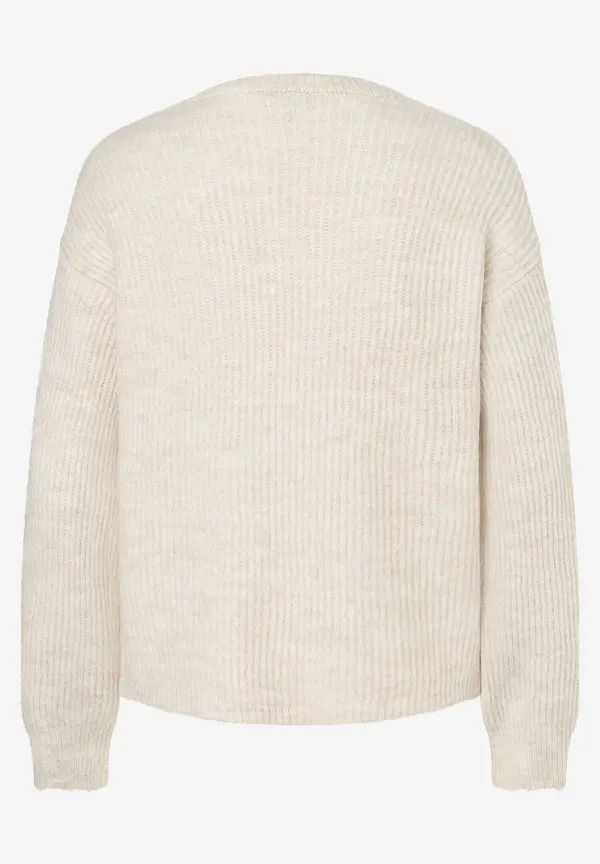 More & More Rippen-Strickjacke, almond melange, Herbst-Kollektion Flash Sale