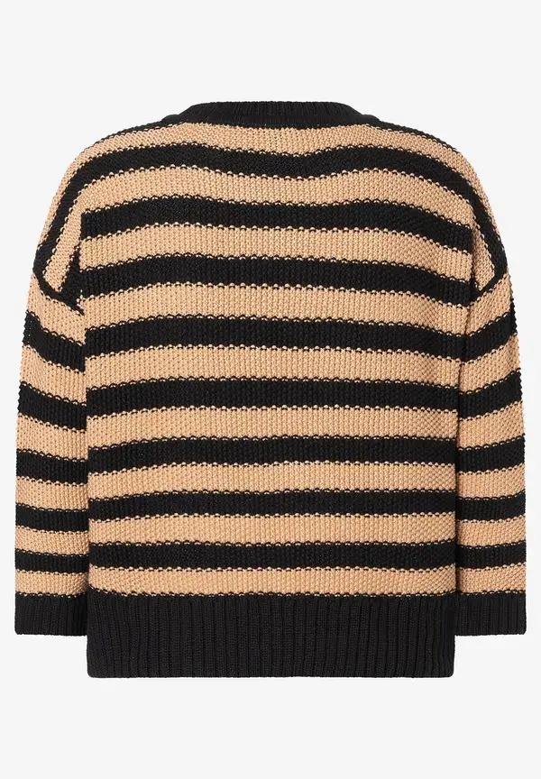 More & More Strukturpullover mit Streifen, schwarz/beige Black Friday
