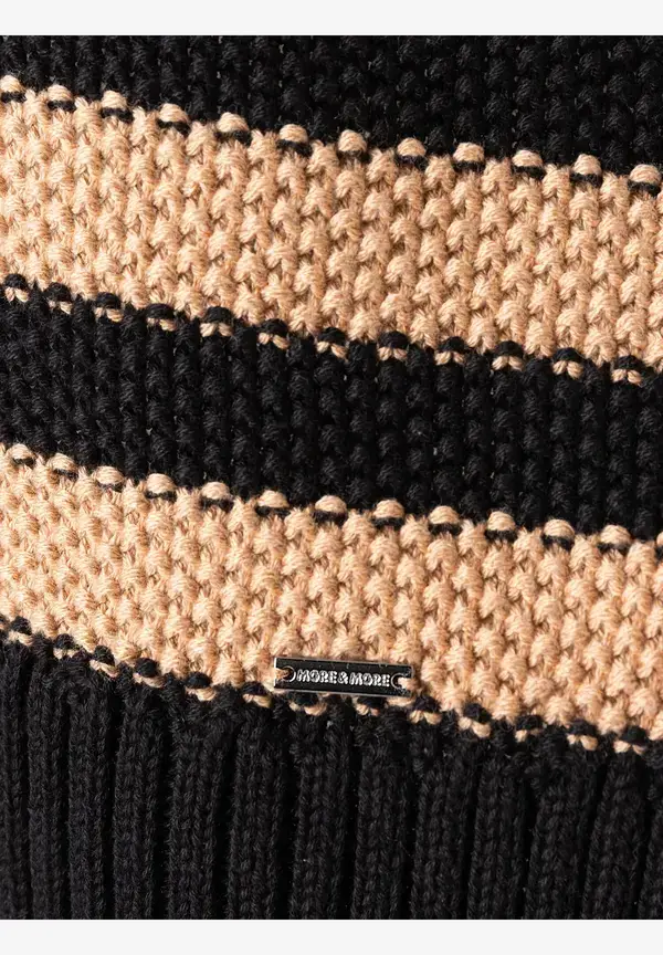More & More Strukturpullover mit Streifen, schwarz/beige Black Friday