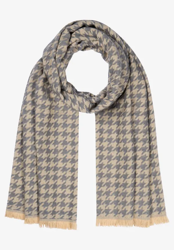 More & More breiter Schal, beige/grau karierte, Herbst-Kollektion Kostenlose Rückgabe
