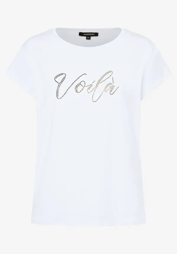 More & More T-Shirt mit Strass-Schriftzug, weiß JETZT KAUFEN