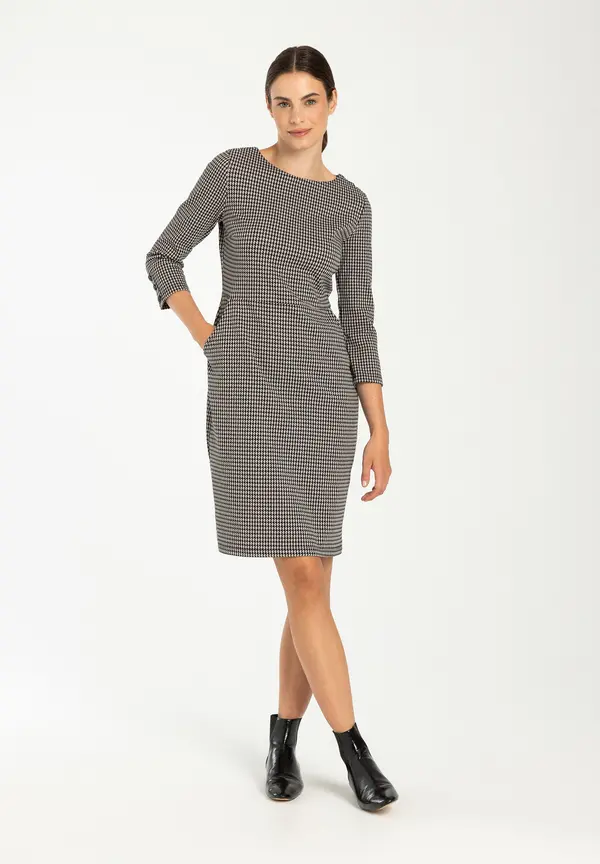 More & More Jerseykleid, Hahnentritt-Dessin, Herbst-Kollektion Bis zu 50% Rabatt