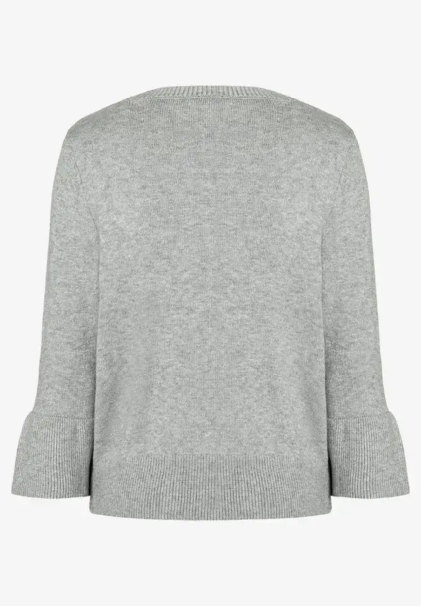 More & More Pullover mit Volantärmel, grau melange, Herbst-Kollektion Nur für heute