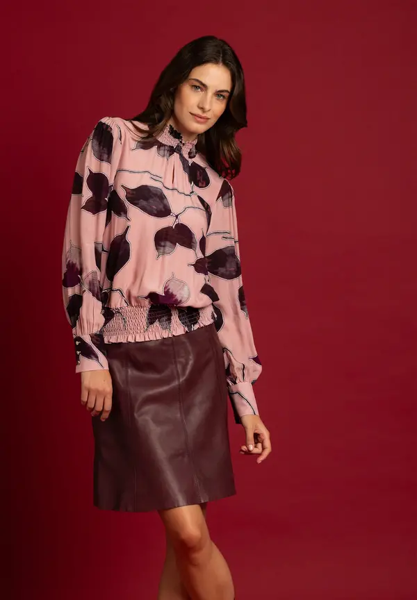 More & More Viskosebluse, Blätterprint, Herbst-Kollektion Fabrikladen