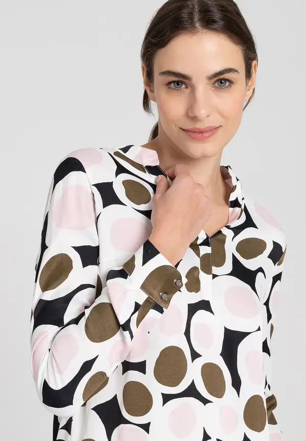 More & More Printbluse, rosé/olive/schwarz, Herbst-Kollektion Angebote