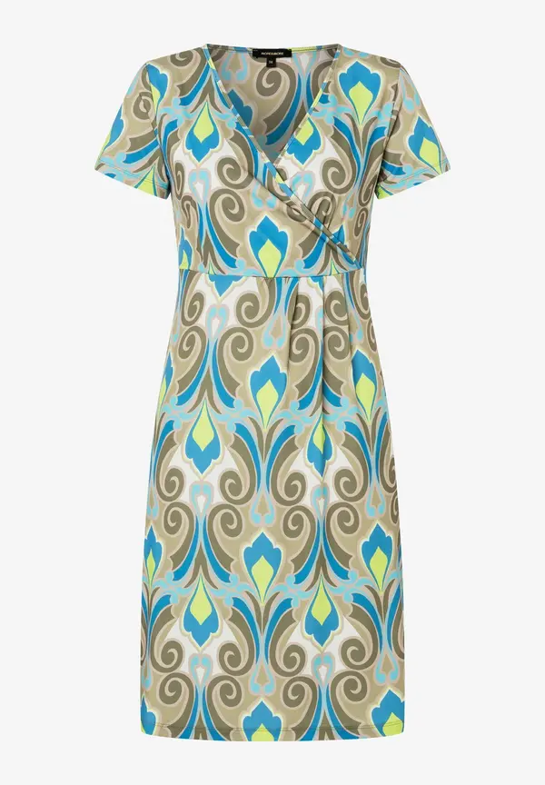 More & More Jerseykleid, Ornament-Print, lime/khaki/blau Rabatt