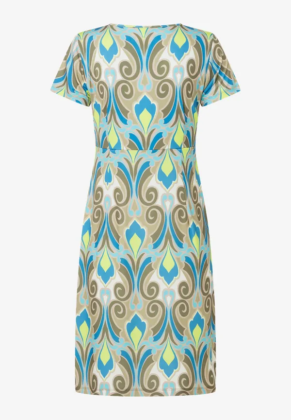 More & More Jerseykleid, Ornament-Print, lime/khaki/blau Rabatt