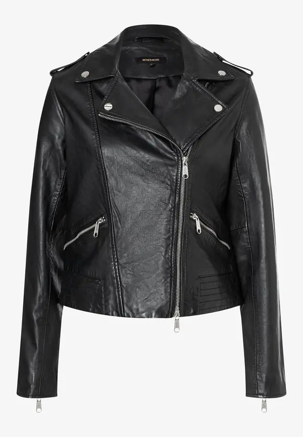 More & More Biker-Lederjacke, schwarz, Herbst-Kollektion Black Friday