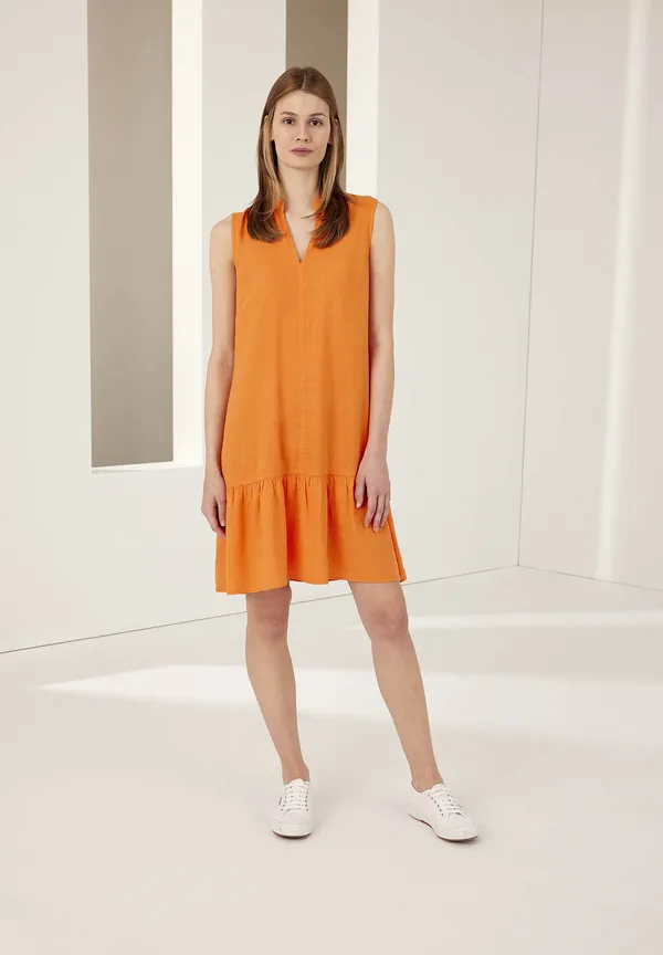 More & More Leinen/Viskose Kleid, fresh orange, Sommer-Kollektion Super Rabatt