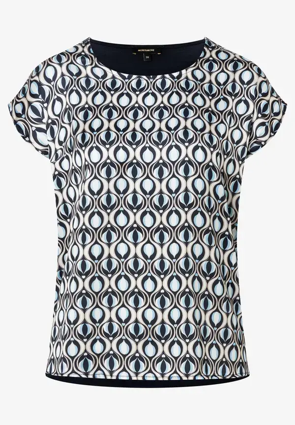 More & More Blusenshirt, grafischer Print, marine/hellblau, Frühjahrs-Kollektion Fabrikladen