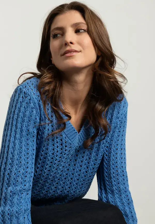 More & More Ajour Pullover mit 3/4 Arm, blue breeze, Frühjahrs-Kollektion Meist gekauft