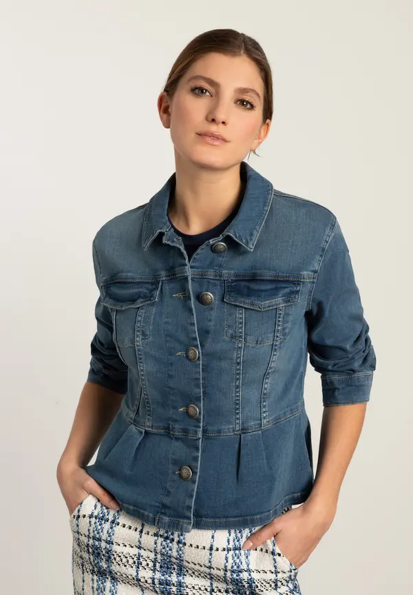 More & More Jeansjacke mit Schößchen, Frühjahrs-Kollektion Kostenloser Versand