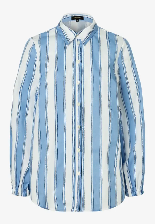 More & More Hemdbluse mit Streifenprint, blau/weiß, Frühjahrs-Kollektion Fabrikpreis
