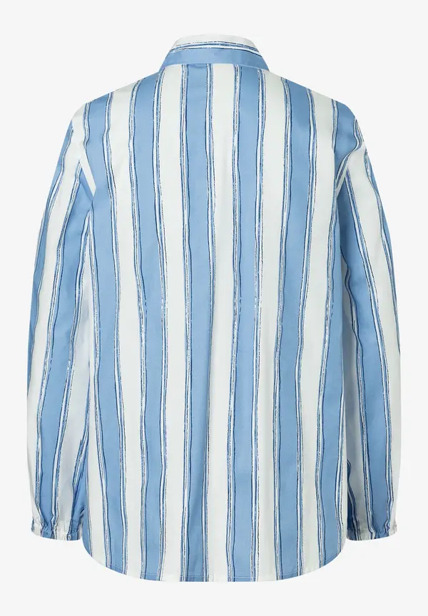 More & More Hemdbluse mit Streifenprint, blau/weiß, Frühjahrs-Kollektion Fabrikpreis