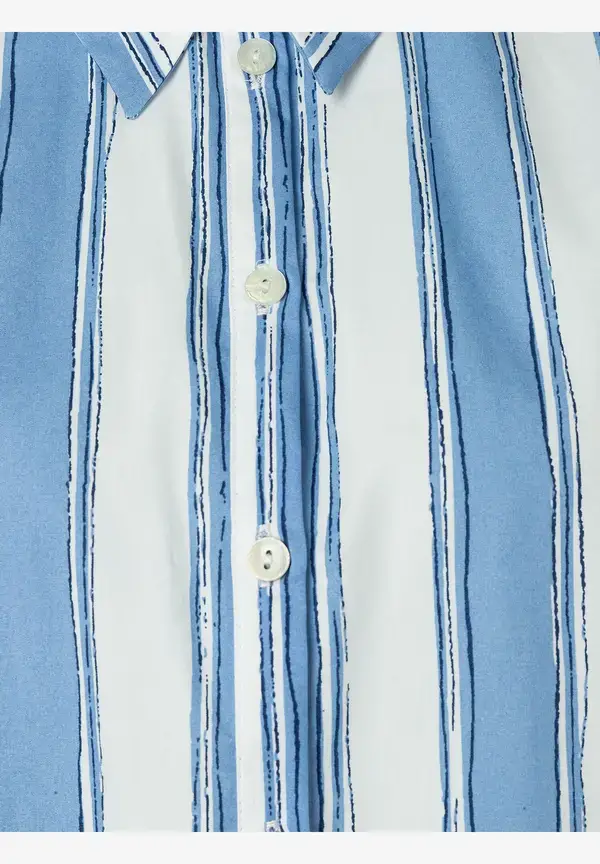 More & More Hemdbluse mit Streifenprint, blau/weiß, Frühjahrs-Kollektion Fabrikpreis