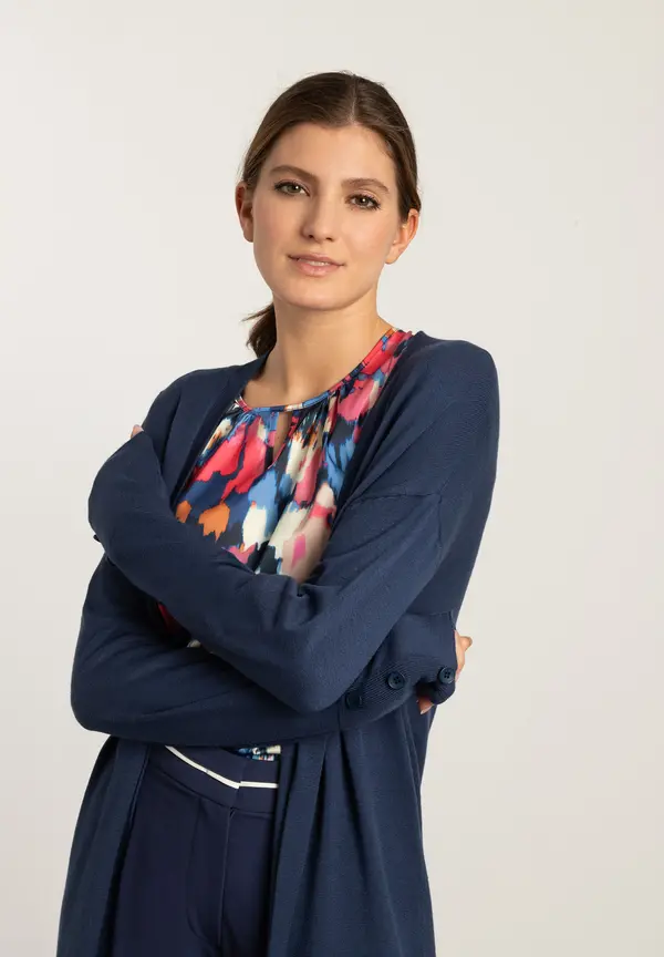More & More langer Cardigan, estate blue, Frühjahrs-Kollektion Flash Sale