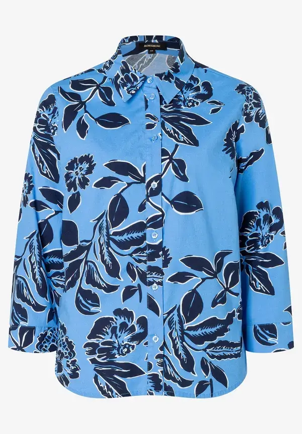 More & More Hemdbluse, Flowerprint, hellblau/marine, Frühjahrs-Kollektion Online Shopping