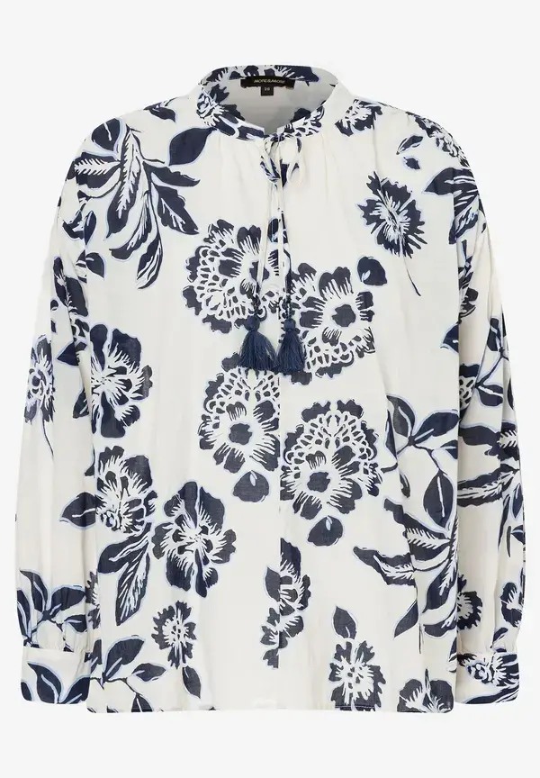 More & More Baumwollbluse, weiß/marine, Frühjahrs-Kollektion Saisonschlussverkauf