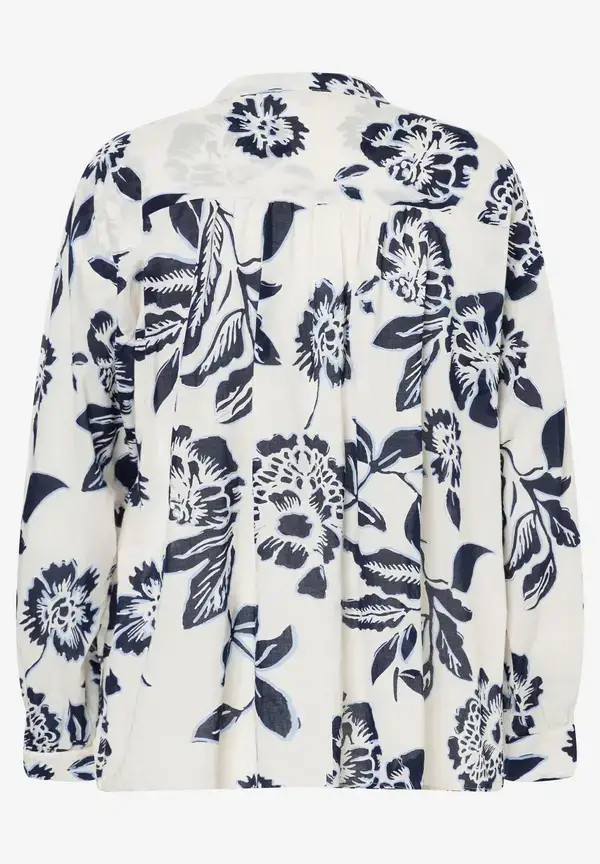 More & More Baumwollbluse, weiß/marine, Frühjahrs-Kollektion Saisonschlussverkauf