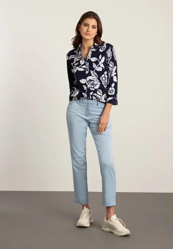 More & More Hemdbluse, Flowerprint, marine/weiß, Frühjahrs-Kollektion Weihnachtsangebot