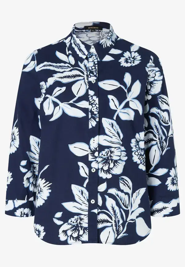 More & More Hemdbluse, Flowerprint, marine/weiß, Frühjahrs-Kollektion Weihnachtsangebot