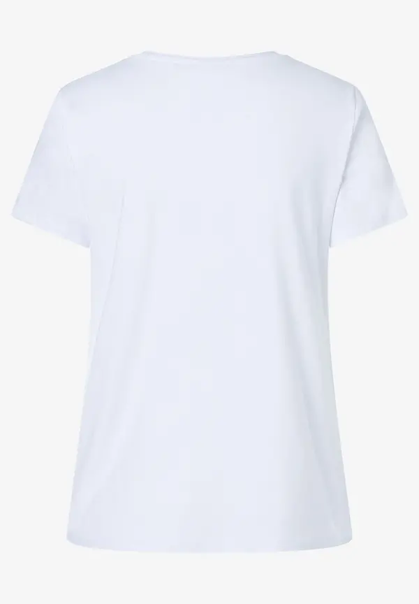 More & More T-Shirt mit Perlenaufschrift, weiß, Herbst-Kollektion Kostenlose Rückgabe