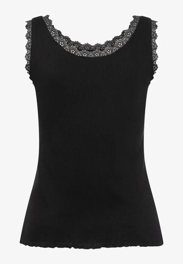 More & More geripptes Top mit Spitzenkante, schwarz, Frühjahrs-Kollektion Angebote
