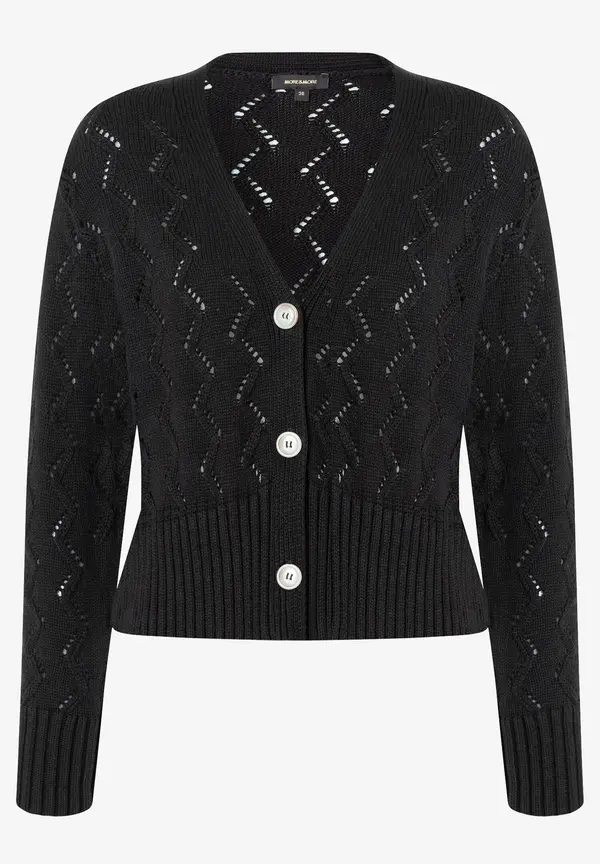 More & More Ajour Cardigan, schwarz, Frühjahrs-Kollektion Fabrikpreis