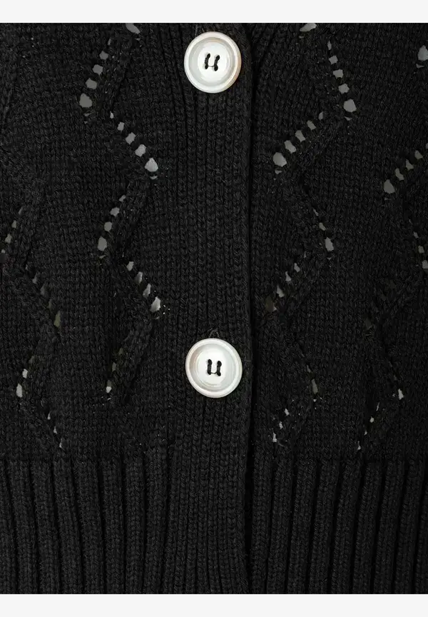 More & More Ajour Cardigan, schwarz, Frühjahrs-Kollektion Fabrikpreis