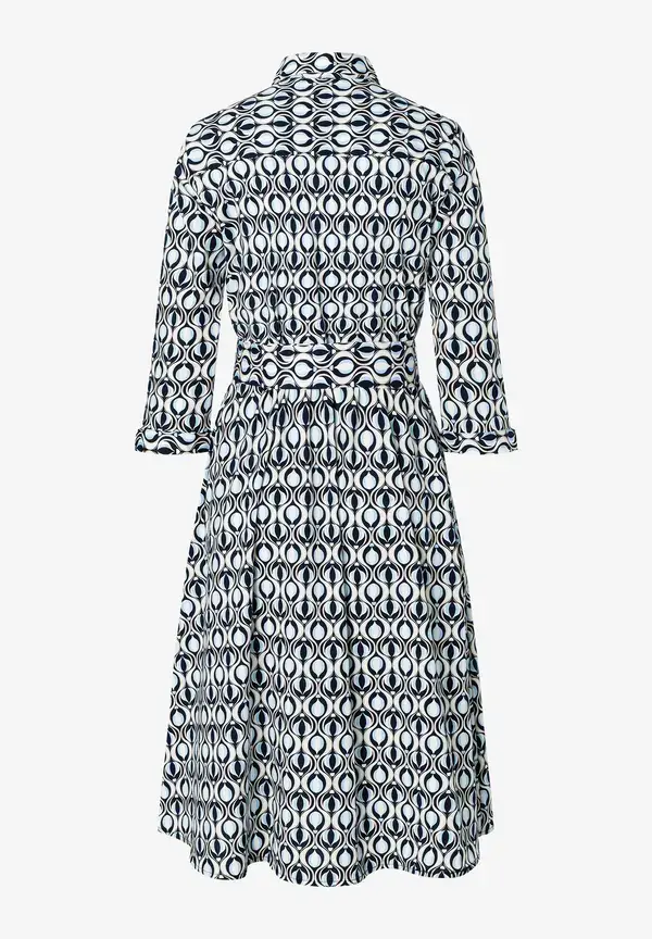 More & More Hemdblusenkleid, grafischer Print, marine/hellblau, Frühjahrs-Kollektion Online Shopping