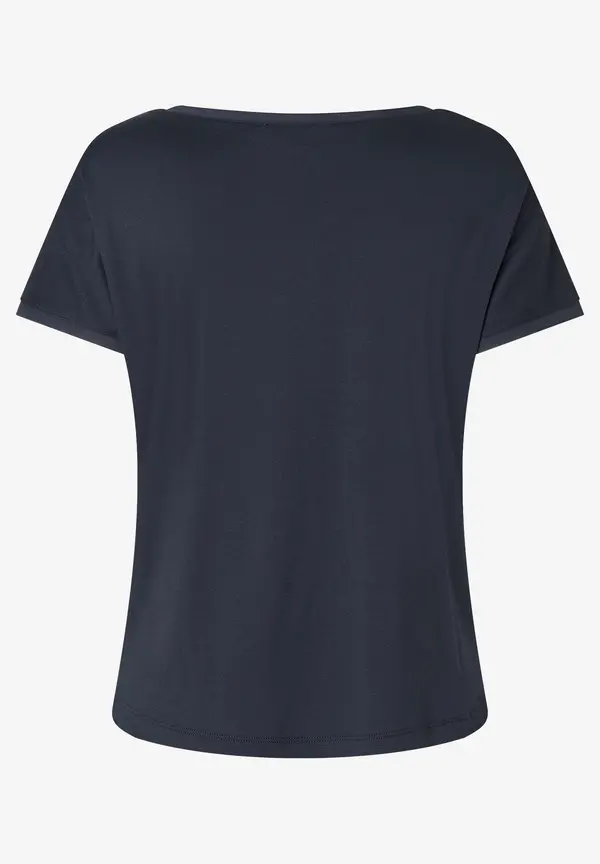 More & More T-Shirt mit Chiffonkante, marine, Frühjahrs-Kollektion Black Friday