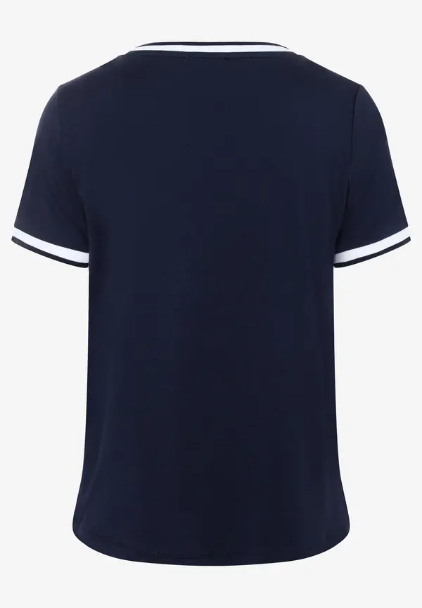 More & More Blusenshirt mit Kontrastabschlüssen, marine/weiß, Frühjahrs-Kollektion Valentinstagsangebot