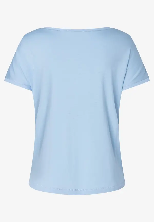 More & More T-Shirt mit Chiffonkante, hellblau, Frühjahrs-Kollektion Lagerräumung
