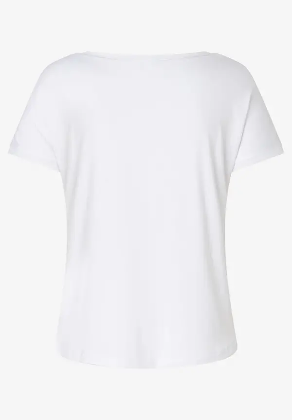 More & More T-Shirt mit Chiffonkante, weiß, Frühjahrs-Kollektion Online Outlet