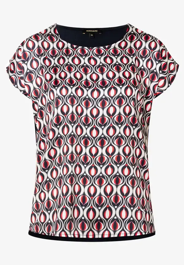 More & More Blusenshirt, grafischer Print, marine/rot, Frühjahrs-Kollektion Exklusive Angebote
