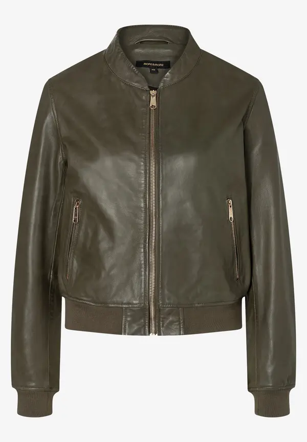 More & More Lederblouson, oliv Sonderangebot der Fabrik