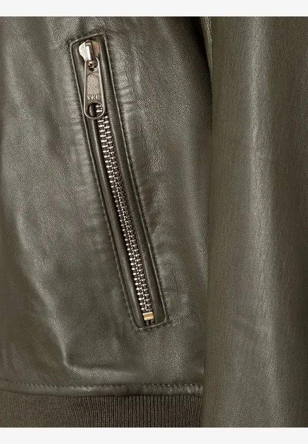 More & More Lederblouson, oliv Sonderangebot der Fabrik