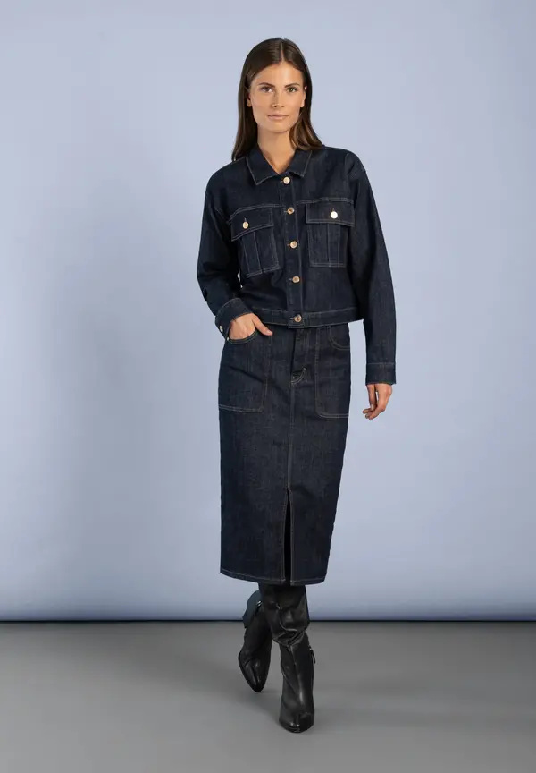 More & More Jeansjacke, dark blue denim Clearance-Verkauf