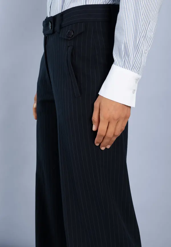More & More weite Nadelstreifenhose, marine Kostenloser Versand international