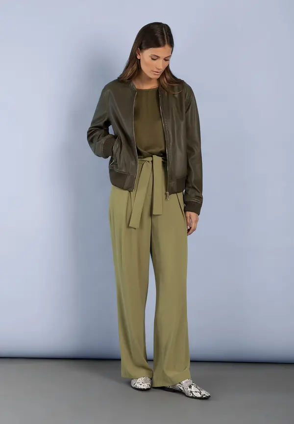 More & More Hose mit Bindegürtel, soft moss green Black Friday Preise