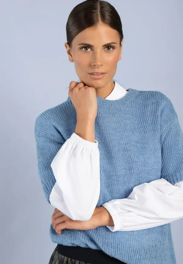More & More Kurzarm-Pullover, hellblau Auslauf