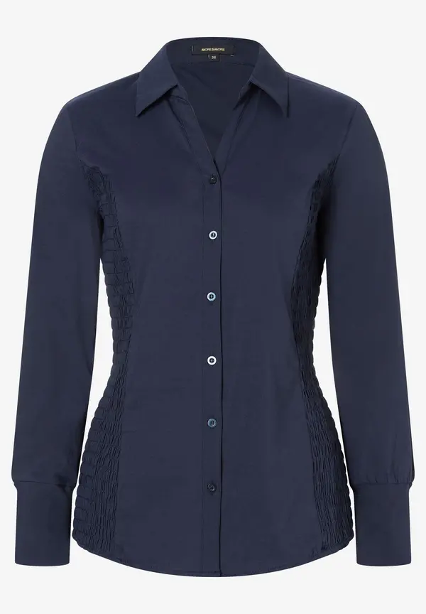 More & More Hemdbluse mit Smok-Einsatz, marine im Angebot