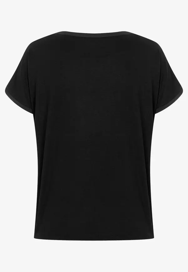 More & More T-Shirt mit Chiffonkante, schwarz, Frühjahrs-Kollektion Rabatt