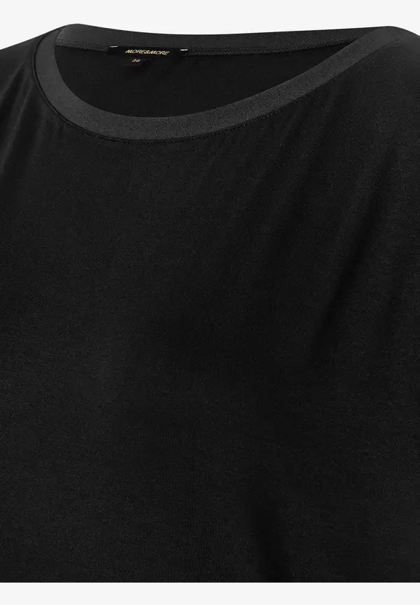 More & More T-Shirt mit Chiffonkante, schwarz, Frühjahrs-Kollektion Rabatt