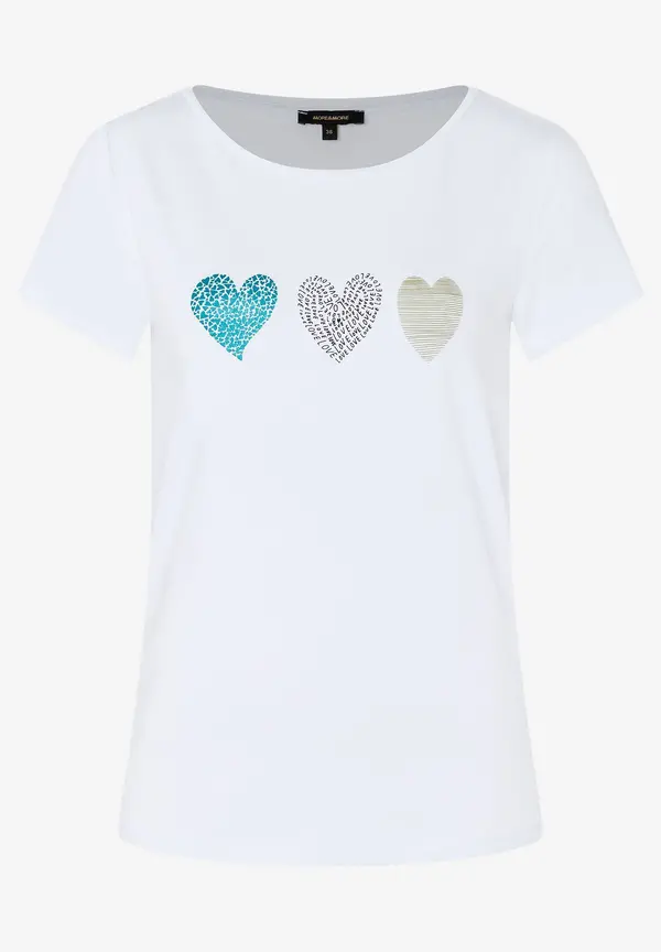 More & More T-Shirt mit Herz-Print, weiß, Frühjahrs-Kollektion Online Shopping