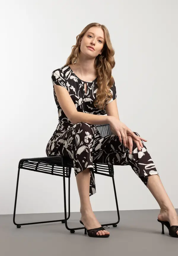 More & More Jersey Jumpsuit, schwarz/ecru, Frühjahrs-Kollektion Cyber Monday